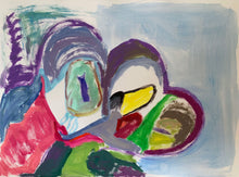 Load image into Gallery viewer, Mommy Mayhem Bird Landscape in Blues Oil on Paper painting by Rachael Grad