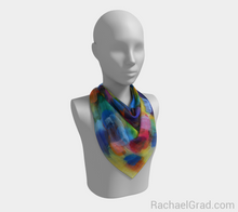 Load image into Gallery viewer, Dot Series 5 Square Scarf Yellow Turquoise-Square Scarf-rachaelgrad-rachaelgrad artsy abstract colorful artwork multicolor